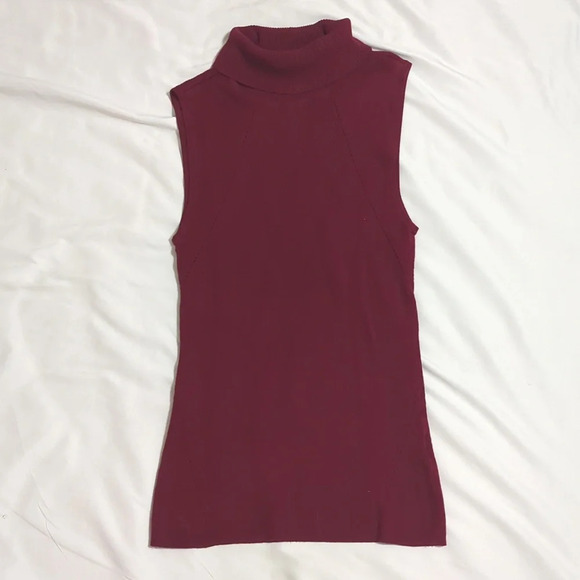 White House Black Market Sleeveless Turtleneck Sweater, Color Maroon Size M - Picture 1 of 13